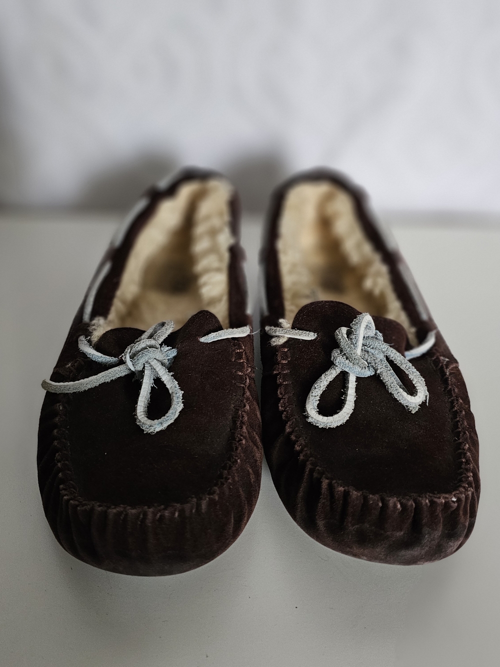 UGG Darlota Brown Suede Moccasin Slippers with Shearling Lining
